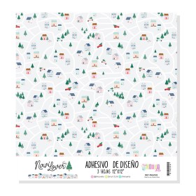 adhesivo de diseño casitas navidad